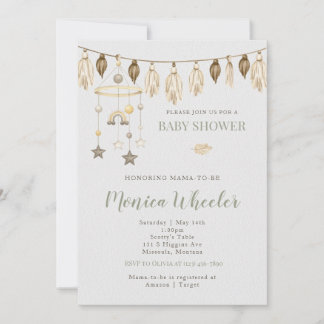 Boho Watercolor Baby Shower Invitation