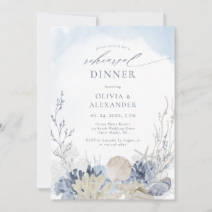 Boho Watercolor Beach Rehearsal Dinner Invitation
