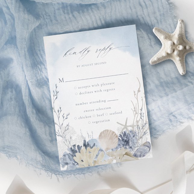 Boho Watercolor Beach Wedding Meal Choice RSVP Card (Creator Uploaded)