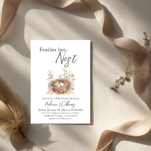Boho Watercolor Bird Nest Baby Shower Invitation