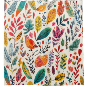 Boho Watercolor Birds – Artistic Nature-Inspired Shower Curtain