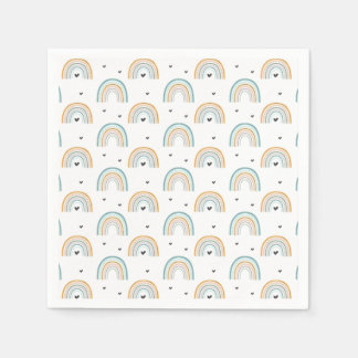Boho Watercolor Blue Rainbow Baby Shower Napkin