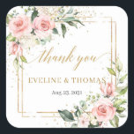 Boho watercolor blush pink roses wedding square sticker<br><div class="desc">Planning a boho-chic wedding or event? Elevate your theme with the Boho Watercolor Blush Pink Roses Wedding Square Sticker. These charming stickers add a touch of whimsical elegance to your special day, perfect for sealing invitations, decorating favours, or personalising décor. The soft hues and delicate rose design create a romantic...</div>