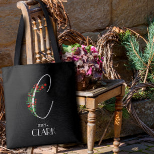 Boho watercolor botanic letter C Tote Bag