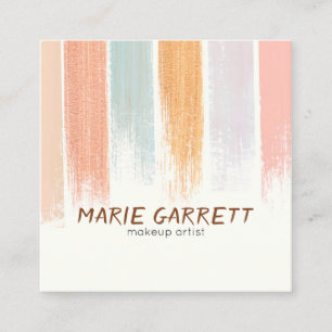 Boho Watercolor Brush Strokes Cool Square Business Card