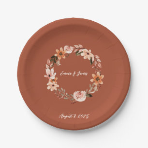 Boho Watercolor Burnt Orange Personalised  Paper Plate