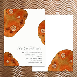 Boho Watercolor Burnt Orange Simple Wedding Invitation
