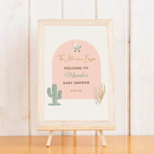 Boho Watercolor Cactus Baby Shower Welcome Sign