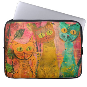Boho Watercolor Cats – Earthy Feline Art (2) Laptop Sleeve