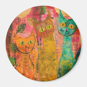 Boho Watercolor Cats – Earthy Feline Art (2) Magnet
