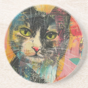 Boho Watercolor Cats – Earthy Feline Art (6) Coaster
