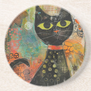 Boho Watercolor Cats – Earthy Feline Art (7) Coaster