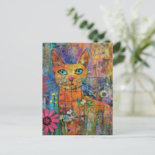 Boho Watercolor Cats – Earthy Feline Art (8) Invitation Postcard