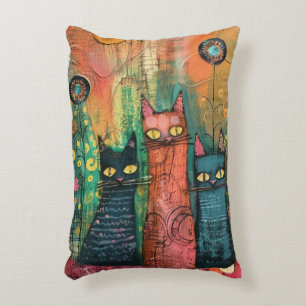Boho Watercolor Cats – Earthy Feline Art Decorative Cushion