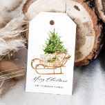 Boho Watercolor Christmas Sleigh Gift Tags<br><div class="desc">Add a personalised touch to your holiday gifts with boho Christmas gift tags. The custom holiday gift tags feature a boho-style watercolor sleigh filled with a Christmas tree and gifts. "Merry Christmas" is displayed below in a beautiful calligraphy script. Personalise the front of the gift tags by adding your family...</div>