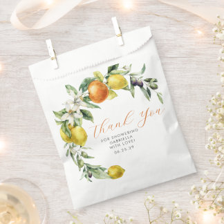 Boho Watercolor Citrus Orange Lemon Bridal Shower Favour Bags