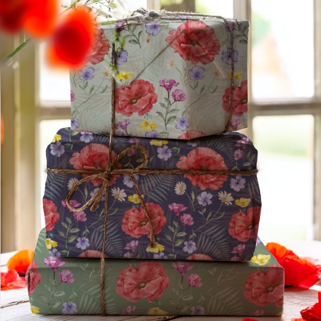 Boho Watercolor Colourful Wildflower Pattern Wrapping Paper Sheet (Creator Uploaded)
