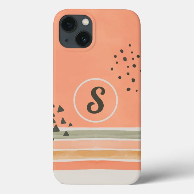 Boho Watercolor Custom Initial iPhone Case (Back)