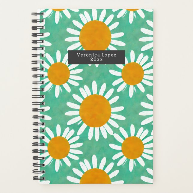 Boho Watercolor Daisies Planner (Front)