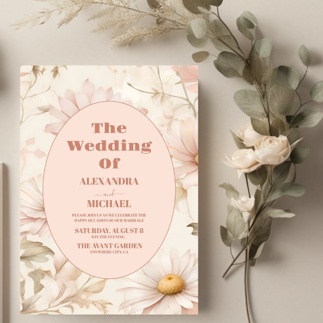 Boho Watercolor Daisy Wedding Invitation (Creator Uploaded)