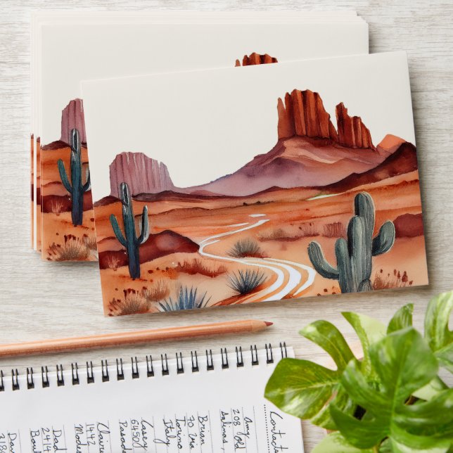 Boho Watercolor Desert Wedding Envelope (Stacked)