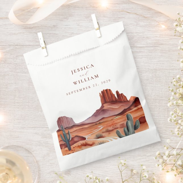 Boho Watercolor Desert Wedding Favour Bags (Clipped)