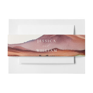 Boho Watercolor Desert Wedding Invitation Belly Band