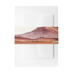 Boho Watercolor Desert Wedding Invitation Belly Band