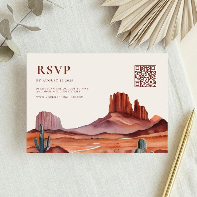 Boho Watercolor Desert Wedding RSVP Card (Creator Uploaded)