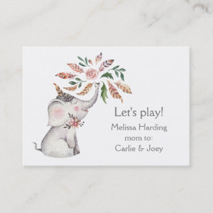 Boho Watercolor Elephant  Flowers Mum Calling