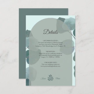 Boho Watercolor Eucalyptus Arch Wedding Details Enclosure Card