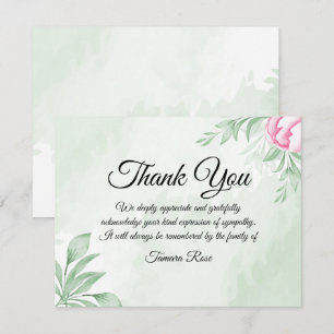 Boho Watercolor Eucalyptus Funeral Thank You Note Card