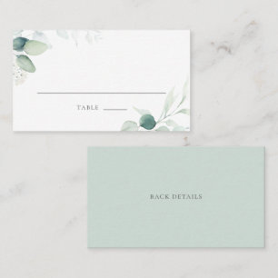 Boho Watercolor Eucalyptus Leaves Wedding Place Ca Place Card