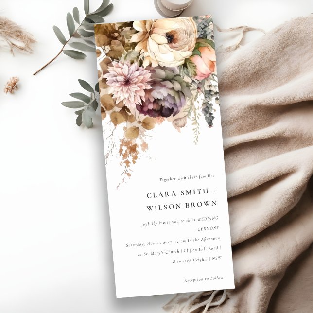 Boho Watercolor Fall Autumn Floral Bunch Wedding Invitation (Creator Uploaded)