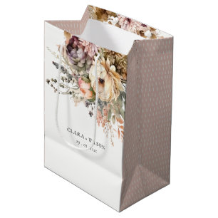 Boho Watercolor Fall Autumn Floral Bunch Wedding Medium Gift Bag