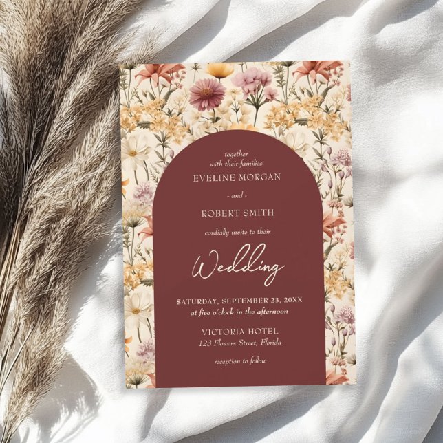Boho watercolor fall meadow wild flowers invitation (Boho watercolor fall meadow wild flowers invitation)
