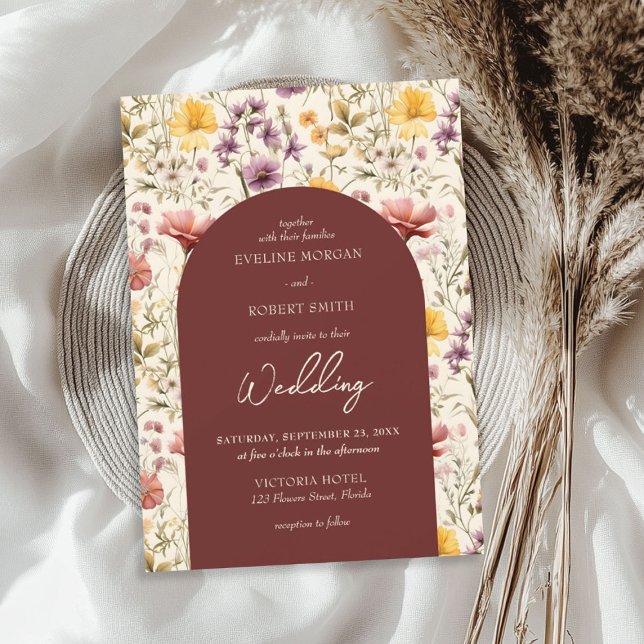 Boho watercolor fall meadow wild flowers invitation (Boho watercolor fall meadow wild flowers invitation)