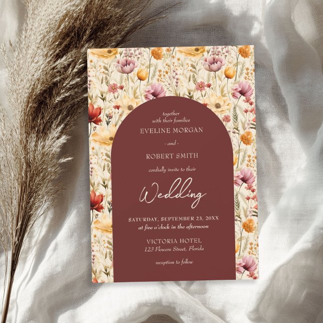 Boho watercolor fall meadow wild flowers invitation (Boho watercolor fall meadow wild flowers invitation)