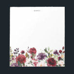Boho Watercolor Fall Red and Purple Flowers Notepad<br><div class="desc">Pretty and feminine custom notepad featuring watercolor floral garland of red,  blush pink,  ivory and purple flowers. Personalize by adding a name or a short phrase. This floral notepad will be a perfect personalized gift.</div>