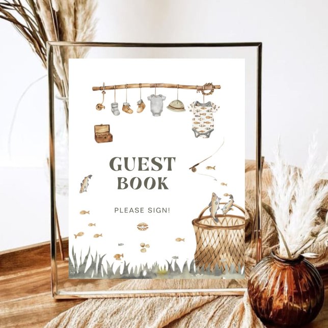 Boho Watercolor Fishing Baby Shower Guest Book  (Creator Uploaded)