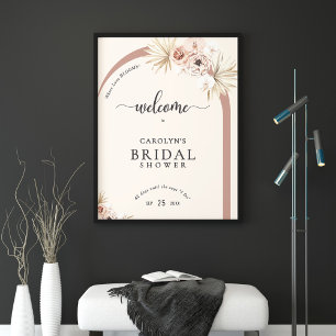 Boho Watercolor Floral Arch Bridal Shower Welcome Poster