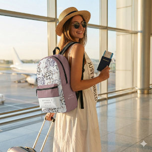 Boho Watercolor Floral Bride Backpack
