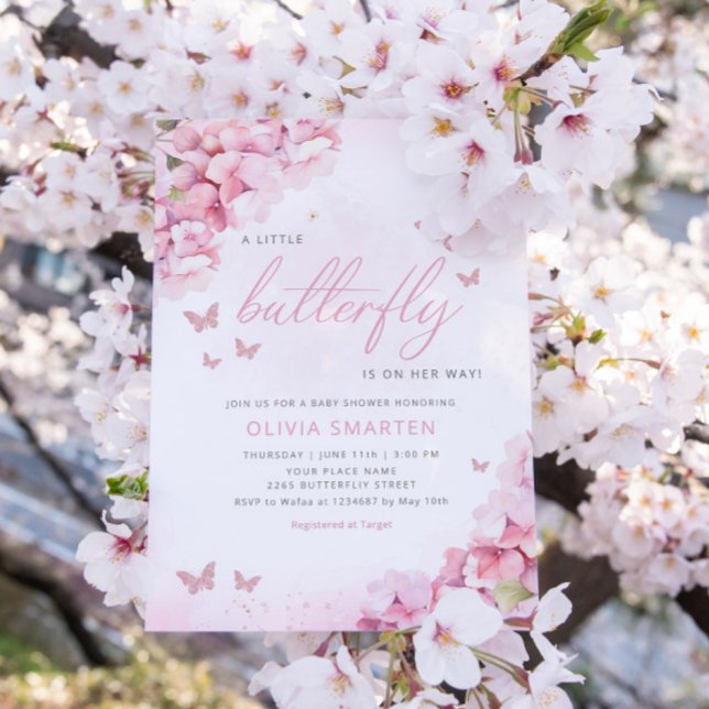 Boho Watercolor Floral Butterfly Girl Baby Shower  Invitation (Creator Uploaded)