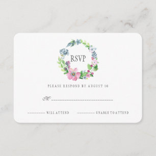 Boho Watercolor Floral & Butterfly   RSVP Card
