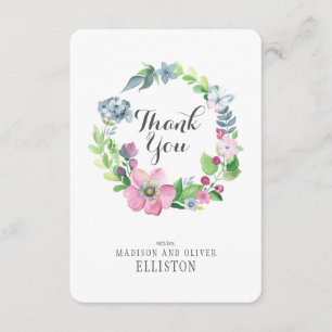 Boho Watercolor Floral & Butterfly Thank You Card