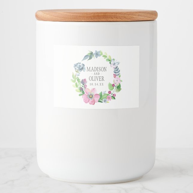 Boho Watercolor Floral & Butterfly | Wedding Food Label (Front)