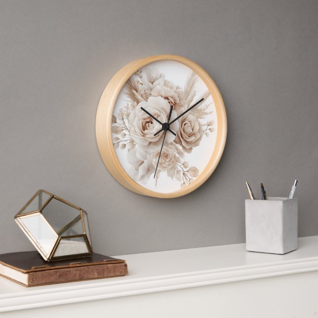 Boho Watercolor Floral Clock – Elegant & Timeless  (Office)