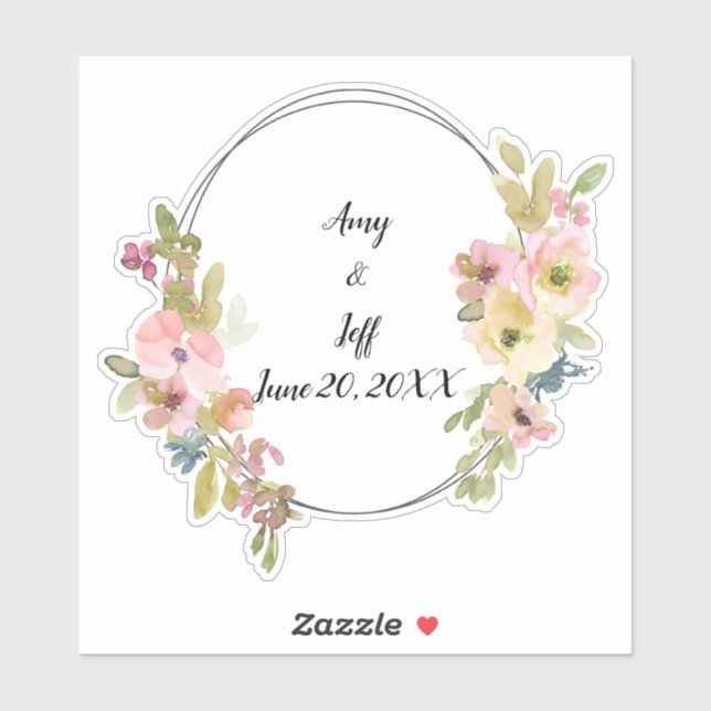 Boho Watercolor Floral Geometric Wedding Dates (Sheet)