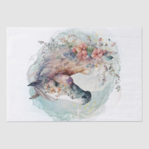 Boho Watercolor Floral Horse Tissue Paper
