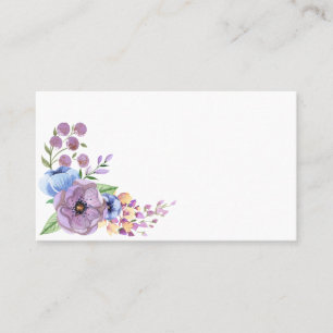 Boho Watercolor Floral Lilac & Teal Personalise Place Card